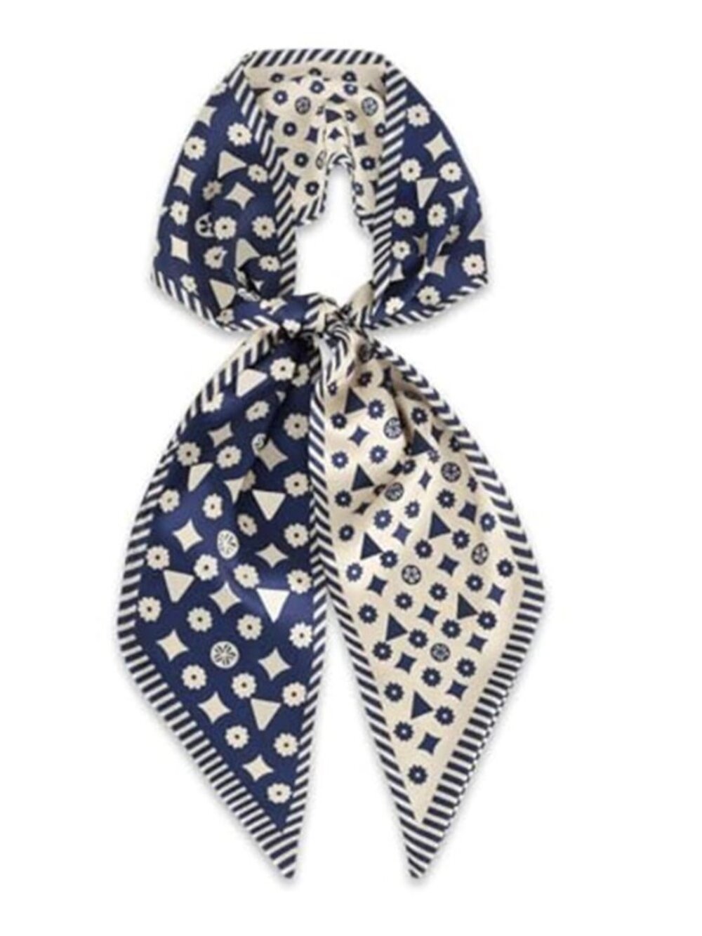 Blue White 59" Satin Skinny Scarf Long Hair Neck Tie Bag Wrap
